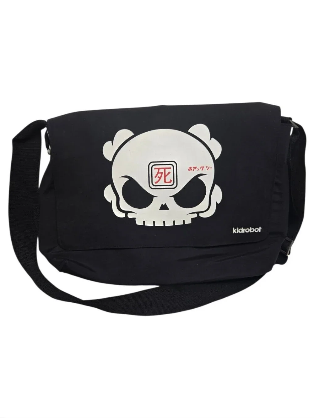 Kidrobot x Huck Gee Skullhead Y2K rare black messenger bag